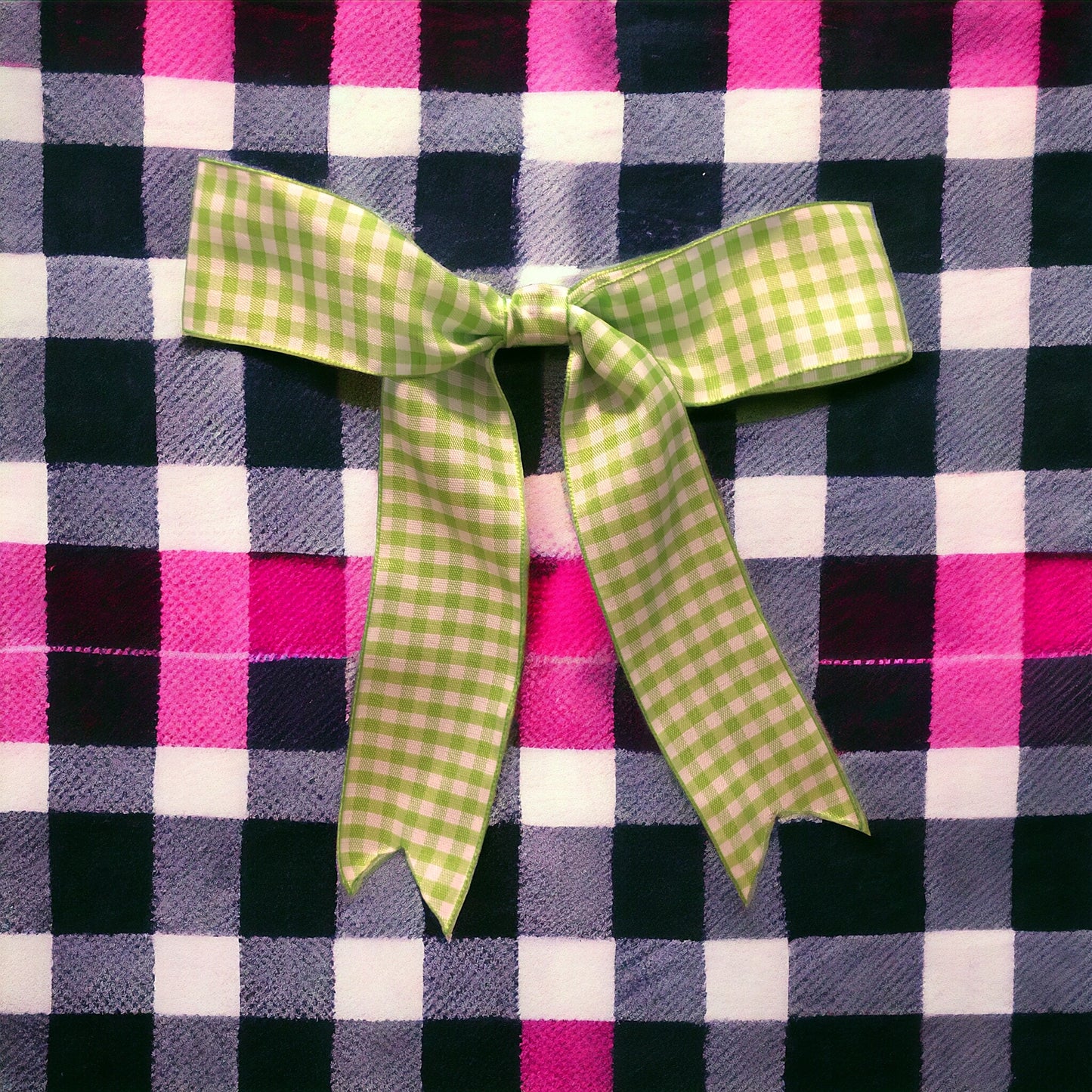 Green and White Plaid Monogram Hair Bows!! Hairbow!!