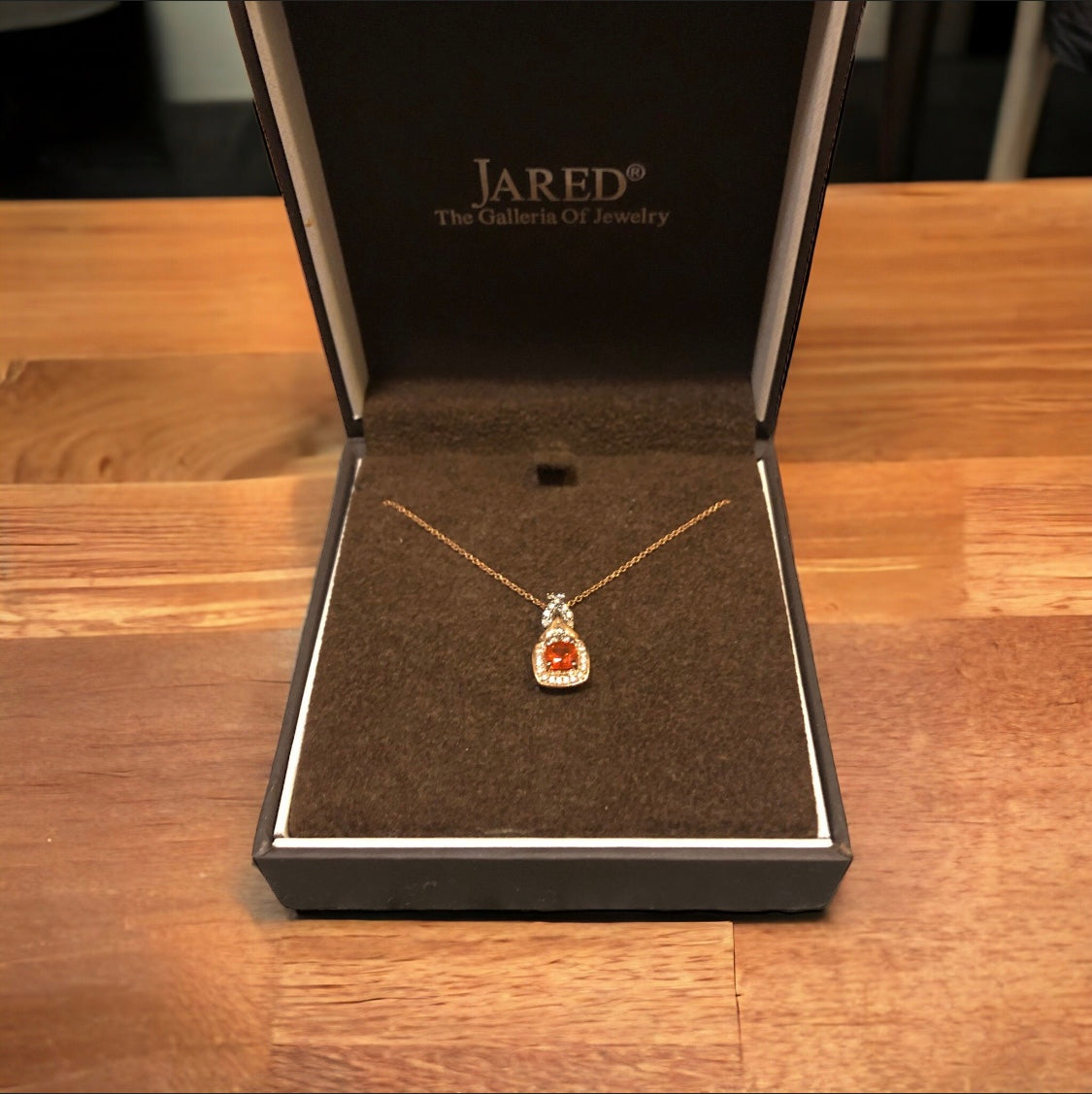 LeVian Fire Opal Square Necklace!! Fire Opal! Square Pendant! Rose Gold Necklace!!