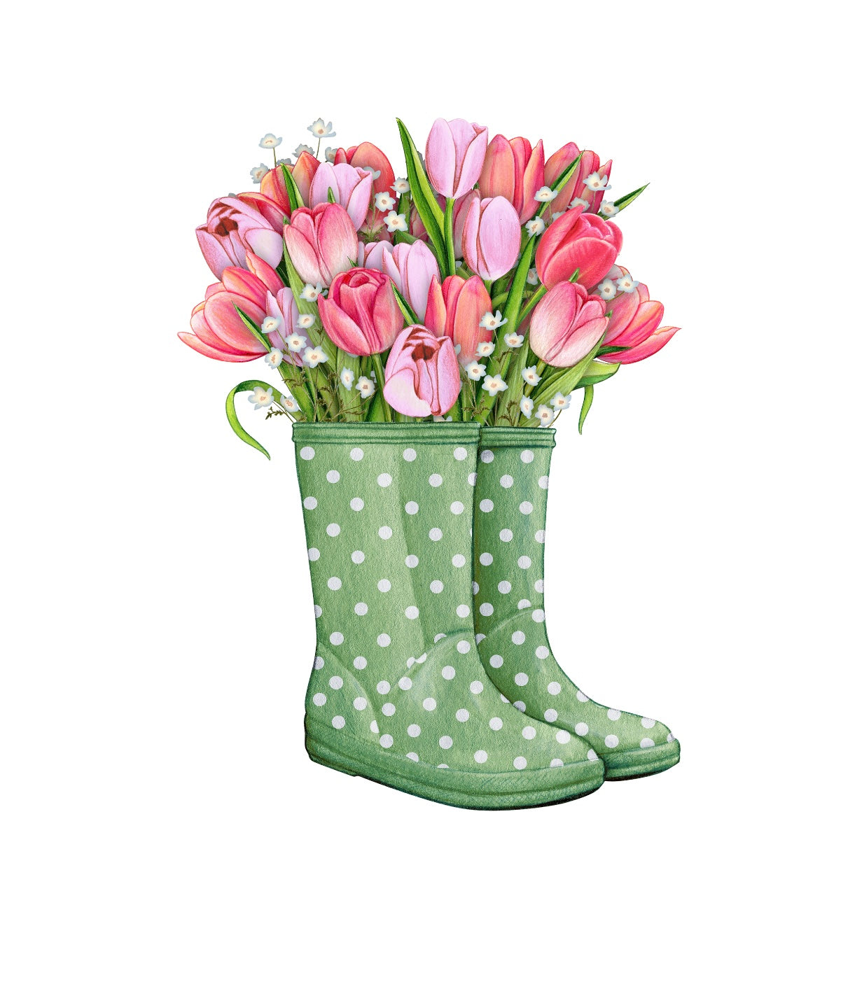 Green Rain Boots with Flowers Sticker!! Spring Stickers!! Stickers!! Multiple Sizes To Choose From!!