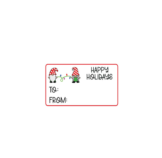 Christmas Present Name Labels!! Christmas Present Stickers!! Present Labels!! Merry Christmas!! Happy Holidays!! Seasons Greetings!! Stickers!! Happy Holidays Gnome with Lights Sticker Label!!! Merry Christmas Present Label!! Snowman Present Label!!