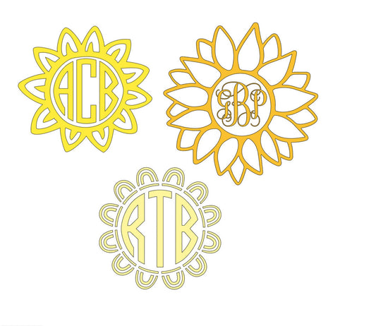 Sunflower Monogram Vinyl Decals!! Personalize Everything With Your Monogram!! Vinyl!! Decals!!